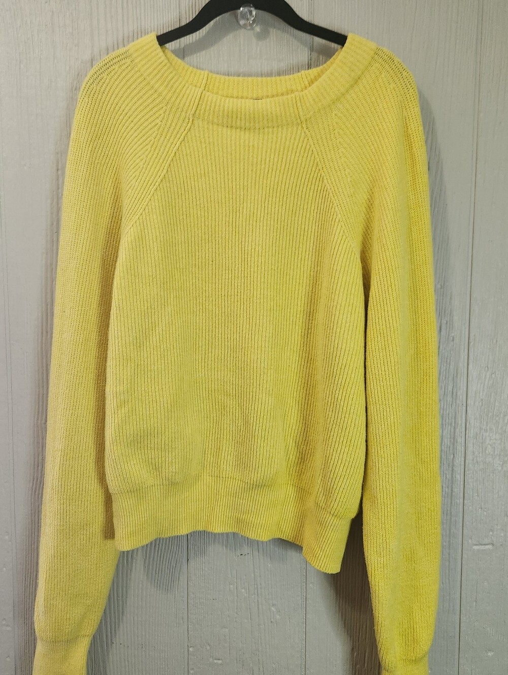 FREE PEOPLE Too Good Yellow Mock Neck Chunky Sweater women size XL